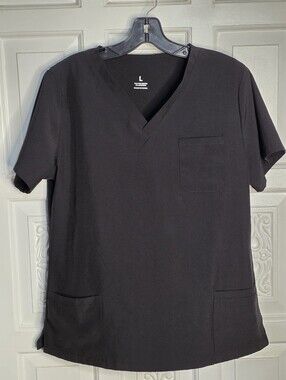 Women's Black V-Neck Pocket Scrub Top - Unbranded Large